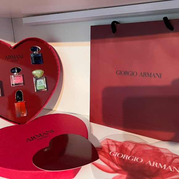 Giorgio Armani Other - Giorgio Armani Heart-Shaped Perfume Collection with Red Gift Bag